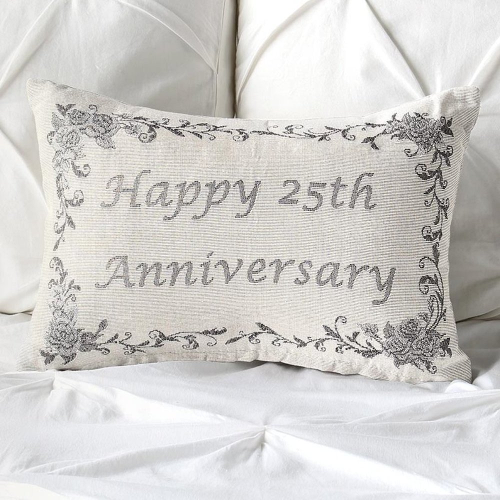 ❤️ Endless Love Embroidered 25th Anniversary Pillow